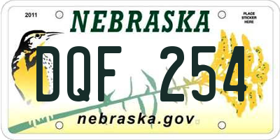 NE license plate DQF254