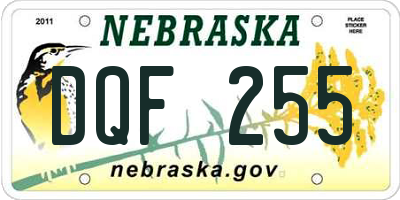 NE license plate DQF255