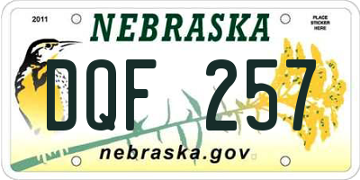 NE license plate DQF257
