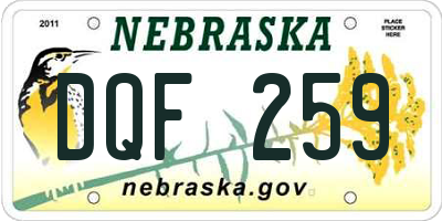 NE license plate DQF259
