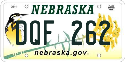 NE license plate DQF262