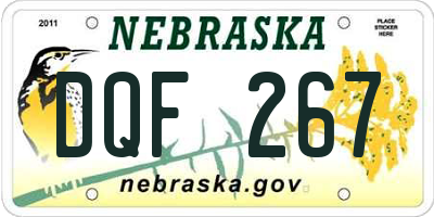 NE license plate DQF267
