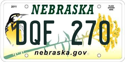NE license plate DQF270