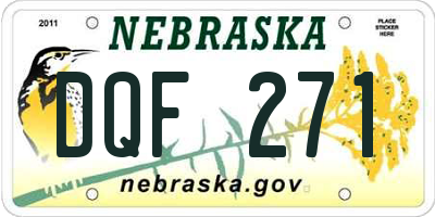 NE license plate DQF271