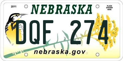 NE license plate DQF274