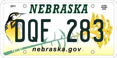 NE license plate DQF283