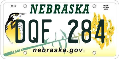 NE license plate DQF284