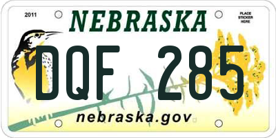 NE license plate DQF285