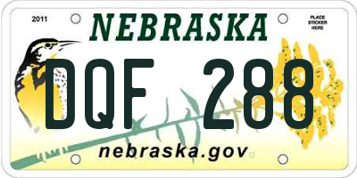 NE license plate DQF288