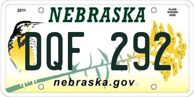 NE license plate DQF292