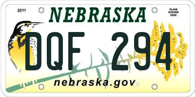 NE license plate DQF294