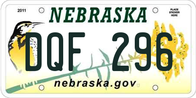 NE license plate DQF296