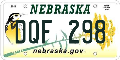 NE license plate DQF298