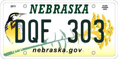 NE license plate DQF303