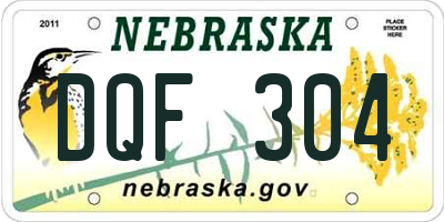 NE license plate DQF304