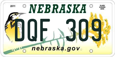 NE license plate DQF309