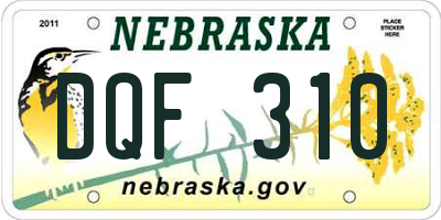 NE license plate DQF310