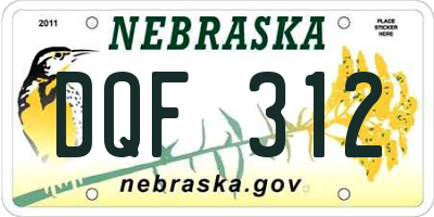NE license plate DQF312