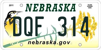 NE license plate DQF314