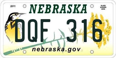NE license plate DQF316