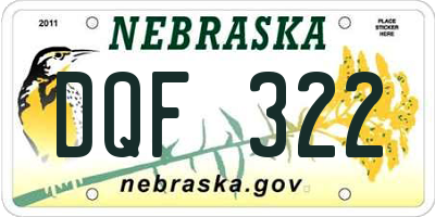 NE license plate DQF322