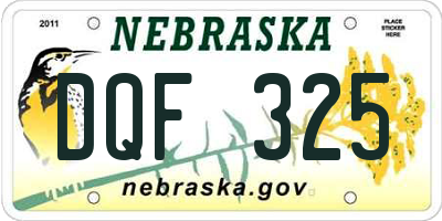 NE license plate DQF325