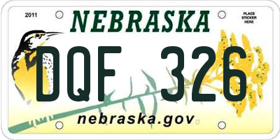 NE license plate DQF326