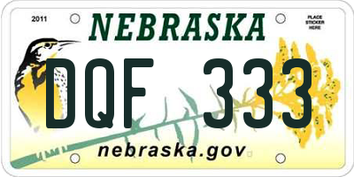 NE license plate DQF333