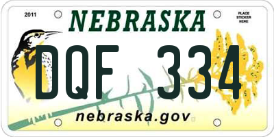 NE license plate DQF334