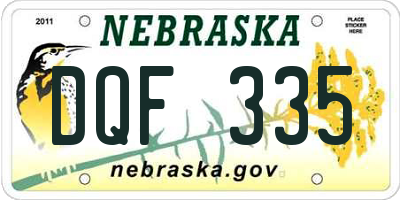 NE license plate DQF335