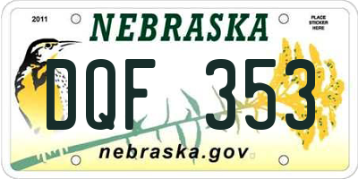 NE license plate DQF353
