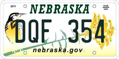 NE license plate DQF354