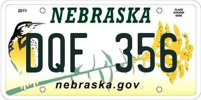 NE license plate DQF356
