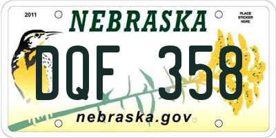 NE license plate DQF358