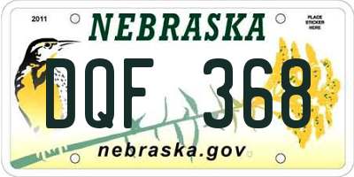 NE license plate DQF368