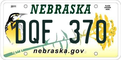 NE license plate DQF370