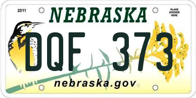 NE license plate DQF373