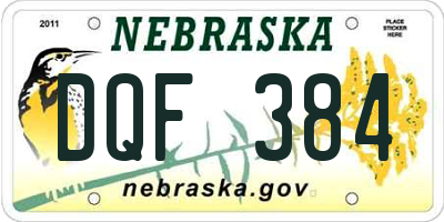 NE license plate DQF384