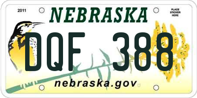 NE license plate DQF388