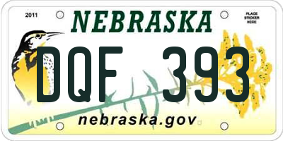 NE license plate DQF393
