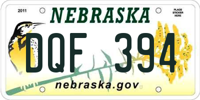NE license plate DQF394