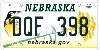 NE license plate DQF398
