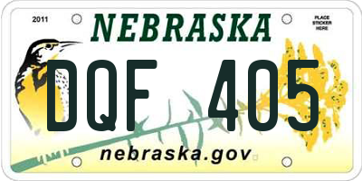 NE license plate DQF405