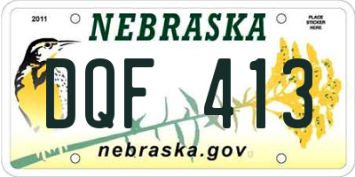NE license plate DQF413