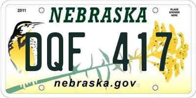 NE license plate DQF417