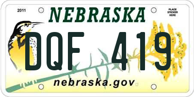 NE license plate DQF419