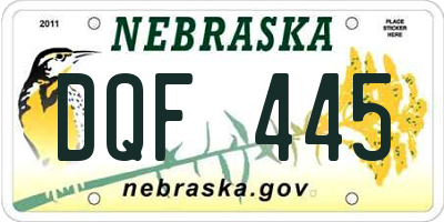 NE license plate DQF445