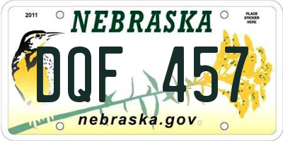 NE license plate DQF457