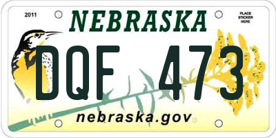 NE license plate DQF473