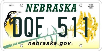 NE license plate DQF511
